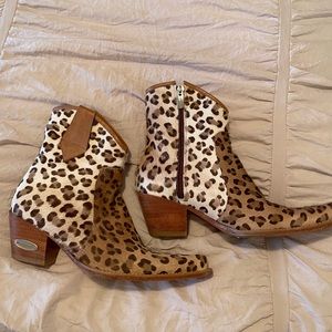 Cheetah print cowboy booties